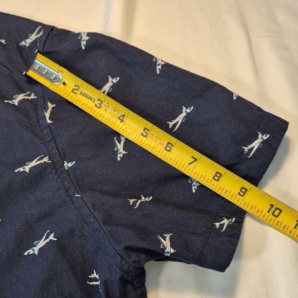 Denim & Flower Short Sleeve XL Airplane Print Blue Casual Button Down Shirt Mens - Picture 7 of 13